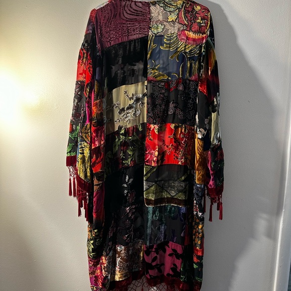 Chicos Silk Fringe Patchwork Jacket Vintage size medium large - Picture 5 of 10